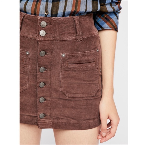 Free people brown corduroy miniskirt - Picture 2 of 4